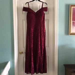 Red off the shoulder formal dress